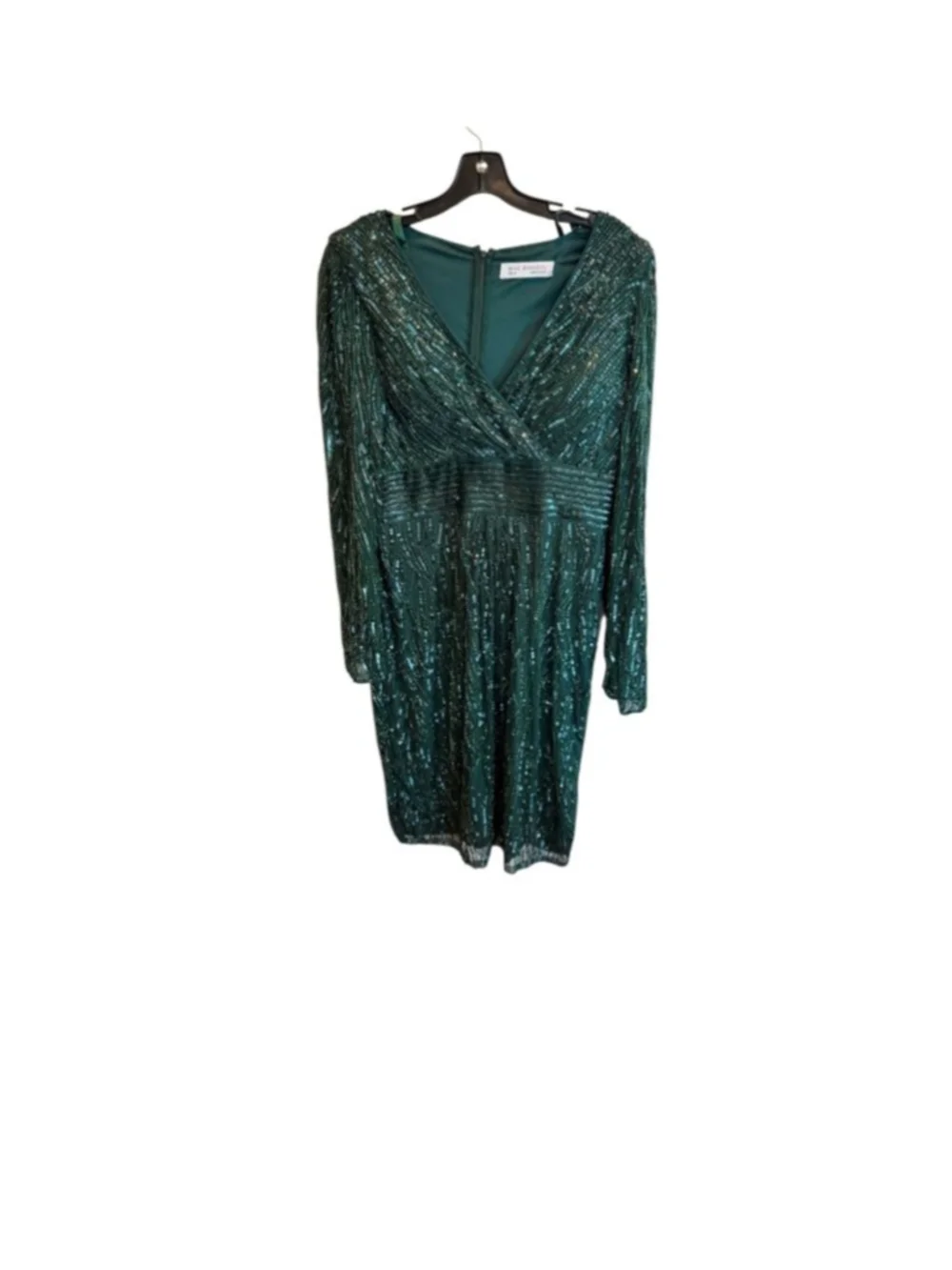 Mac Duggal Emerald Green Long Sleeve Sequin Dress - Picture 8 of 8